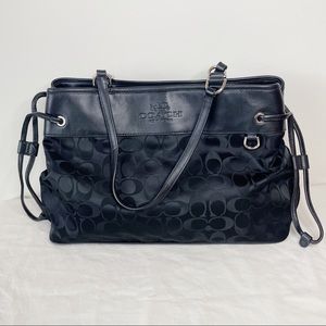 NWOT Coach Signature Nylon Leather Drawstring Bag